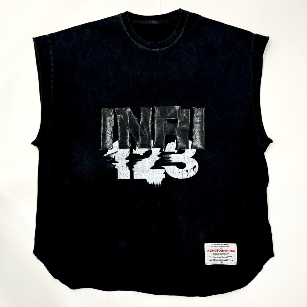 FEAR OF GOD INRI CUT-OFF TEE, BLACK